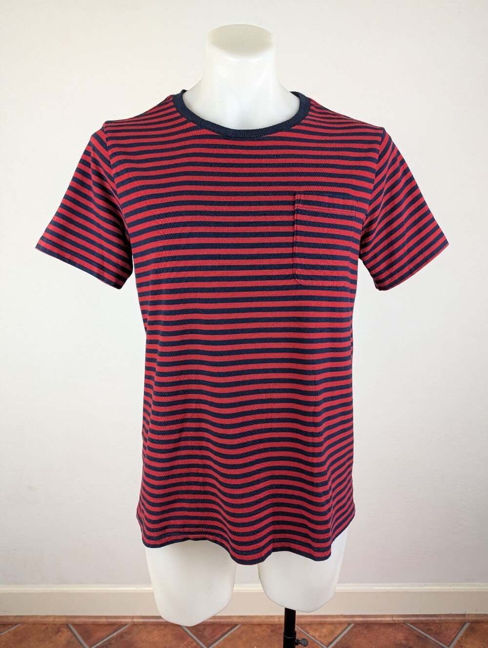 Taylor Stitch Heavyweight Red and Navy Stripe Pocket Tee